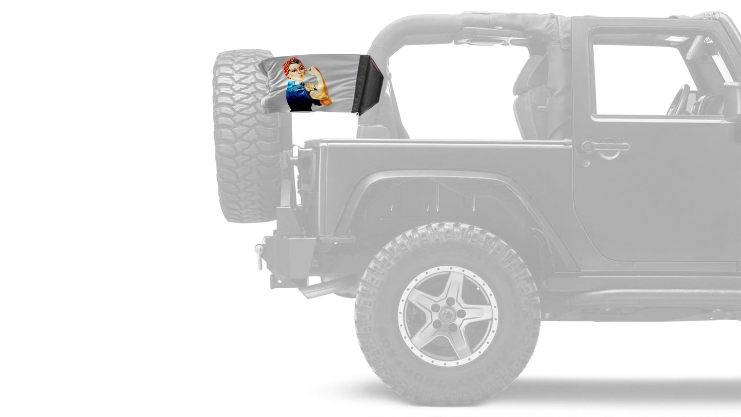 Rosie The Riveter 12"x18" Forever Wave Flag for Jeep Wrangler JLU 4-Door 2018-Present