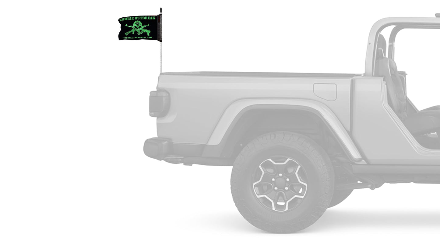 Zombie Outbreak Tactical Response Unit 12"x18" Forever Wave Flag for Jeep Wrangler JKU 4-Door 2007-2018