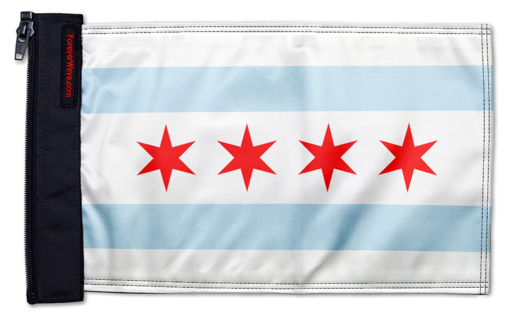 City of Chicago 12"x18" Forever Wave Flag for Bronco