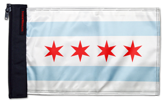 City of Chicago 12"x18" Forever Wave Flag for Jeep Wrangler CJ-7 and CJ-8 1976-1986