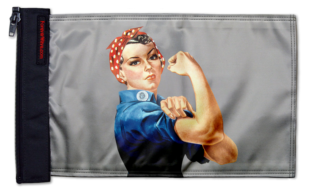 Rosie The Riveter 12"x18" Forever Wave Flag for Jeep Wrangler JKU 4-Door 2007-2018