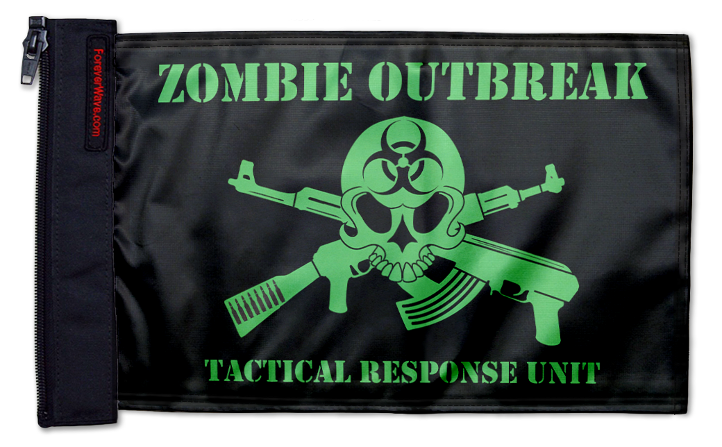 Zombie Outbreak Tactical Response Unit 12"x18" Forever Wave Flag for Golf Carts