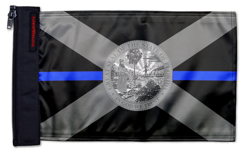 State Flag Florida Blue Line 12"x18" Forever Wave Flag for Boats