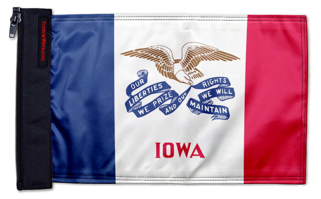State Flag Iowa 12"x18" Forever Wave Flag for Golf Carts