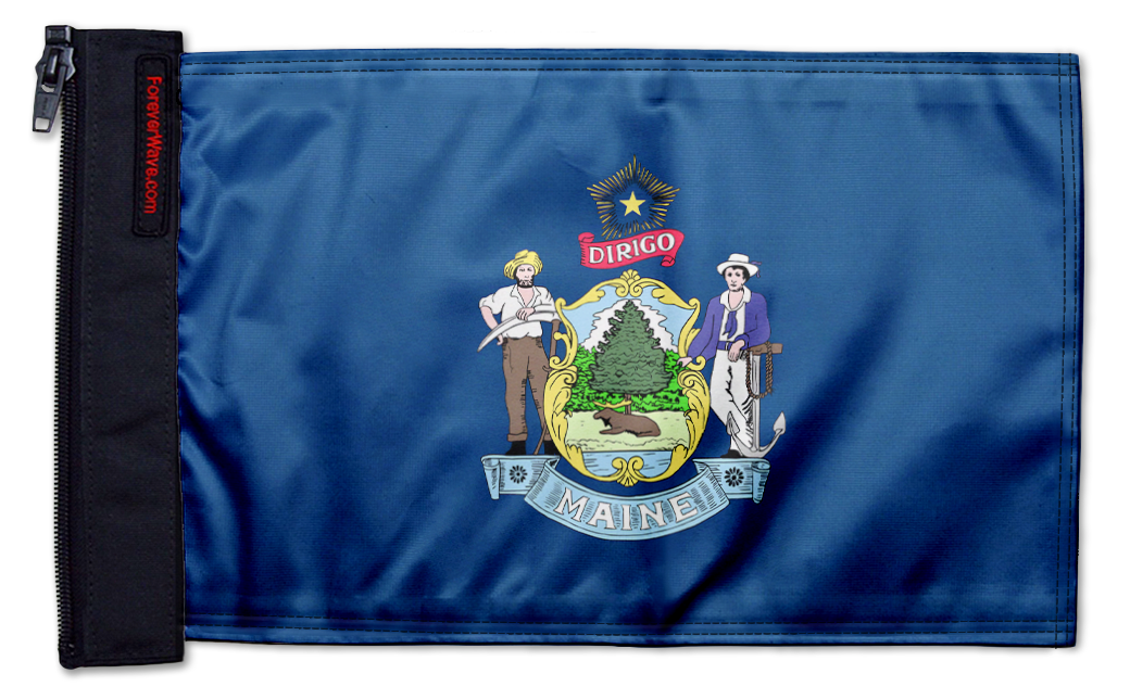 State Flag Maine 12"x18" Forever Wave Flag for Golf Carts