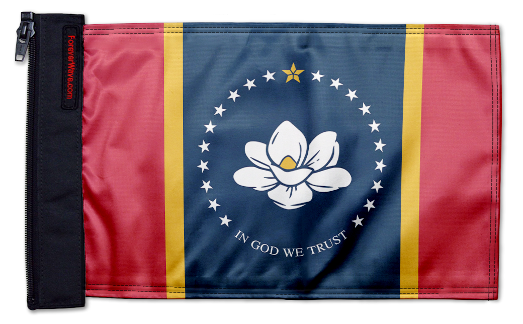 State Flag Mississippi Old Style 12"x18" Forever Wave Flag for Jeep Wrangler CJ-7 and CJ-8 1976-1986