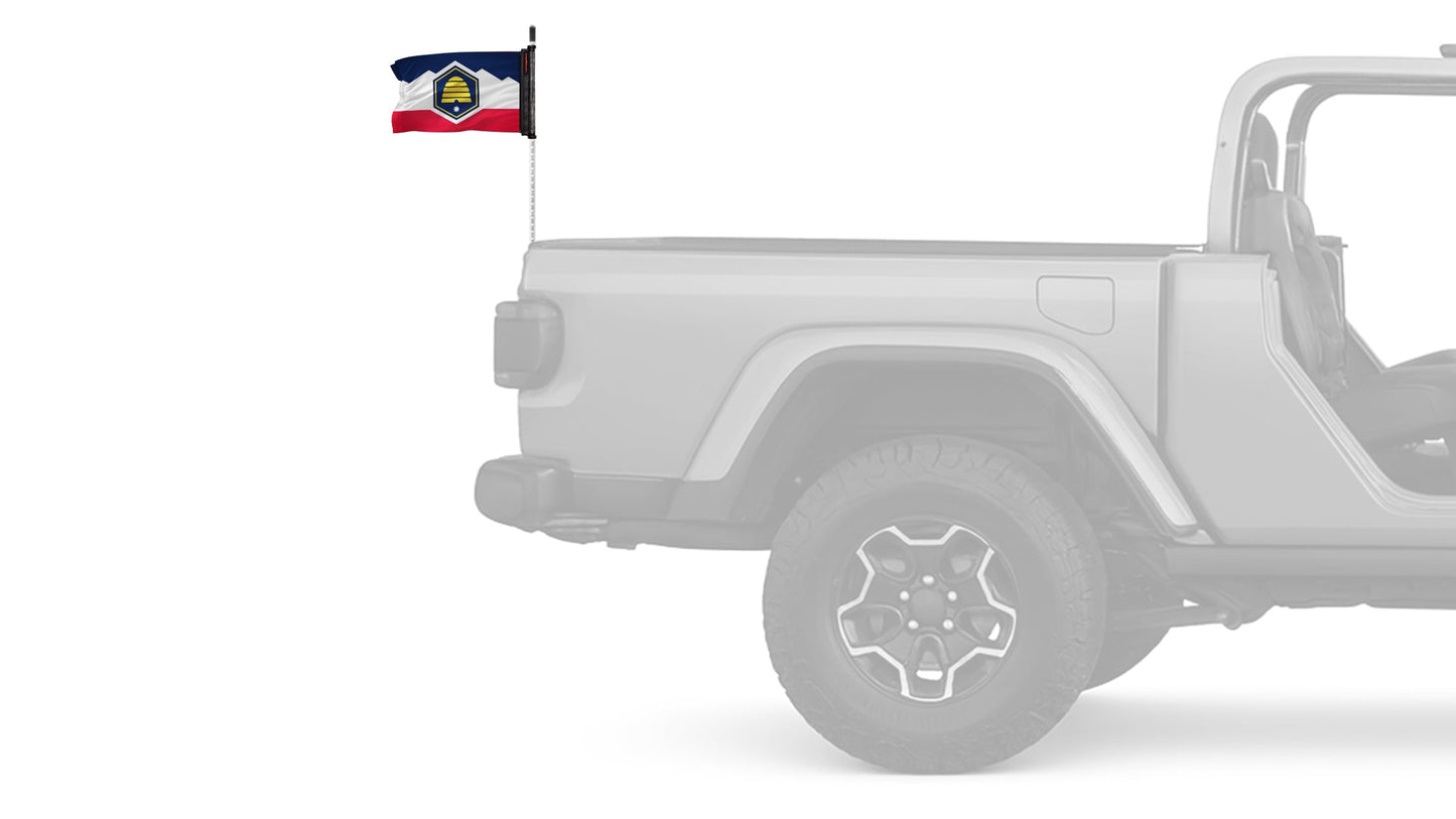 State Flag Utah 12"x18" Forever Wave Flag for Jeep Wrangler JKU 4-Door 2007-2018