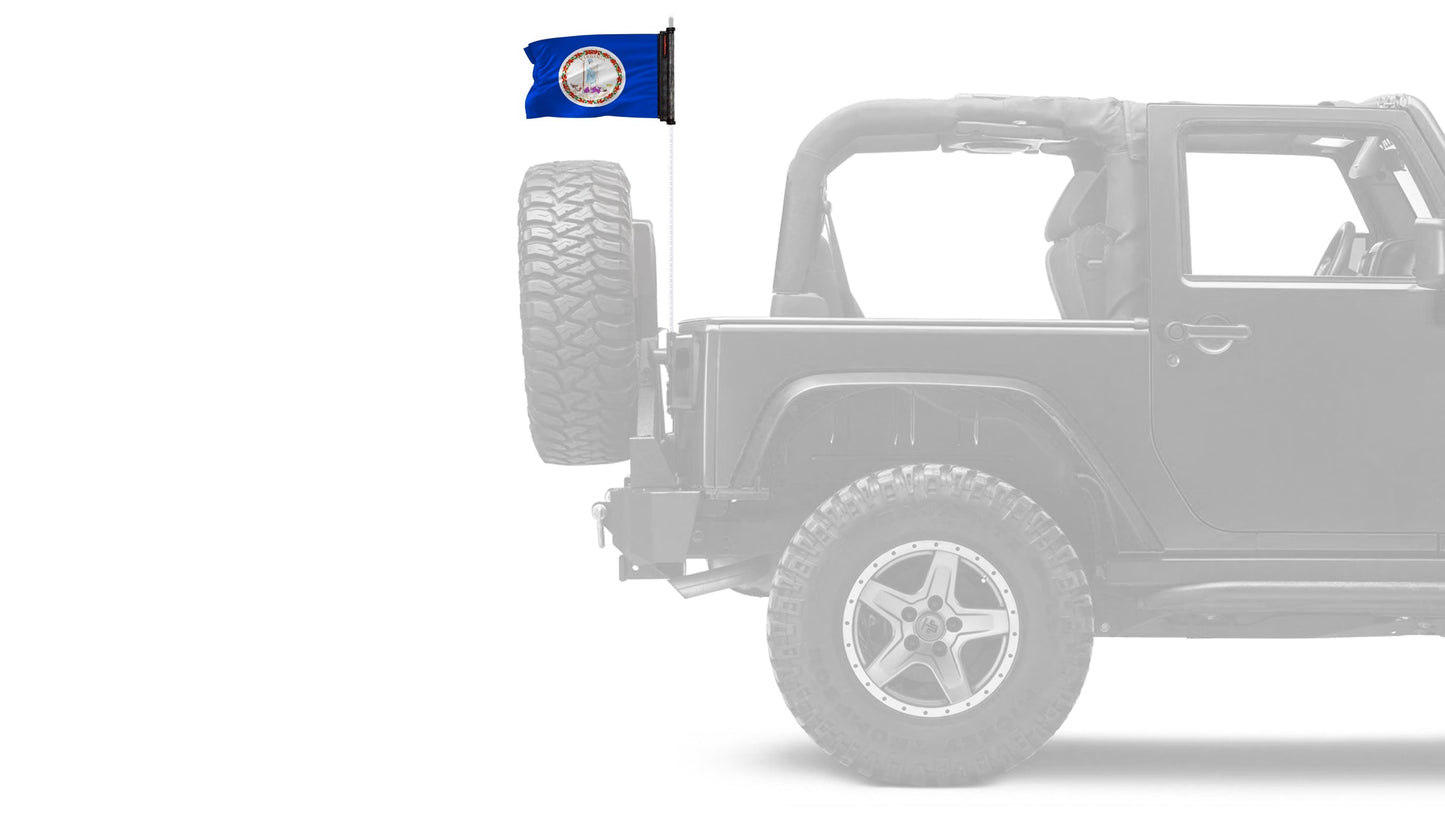 State Flag Virginia 12"x18" Forever Wave Flag for Jeep Wrangler JK 2-Door 2007-2018