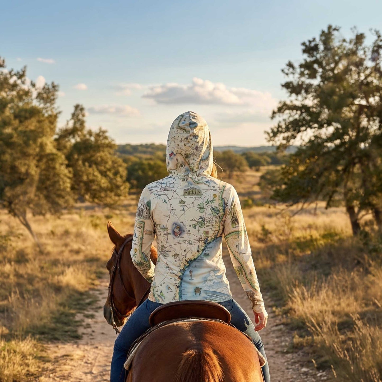 Texas State Map UltraLight Sunshirt Hoodie – UPF 50+