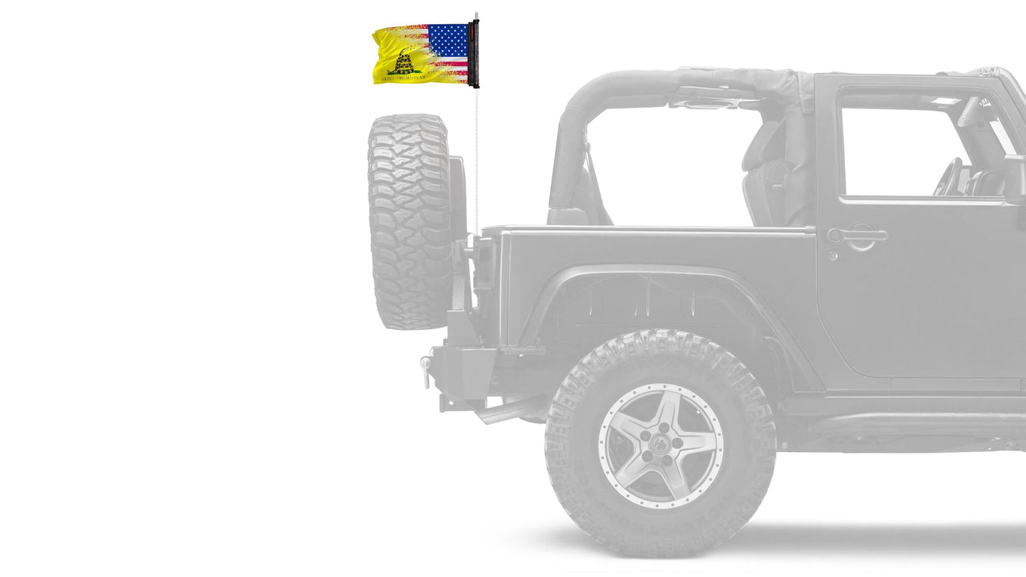 USA Gadsden 12"x18" Forever Wave Flag for Jeep Wrangler JK 2-Door 2007-2018