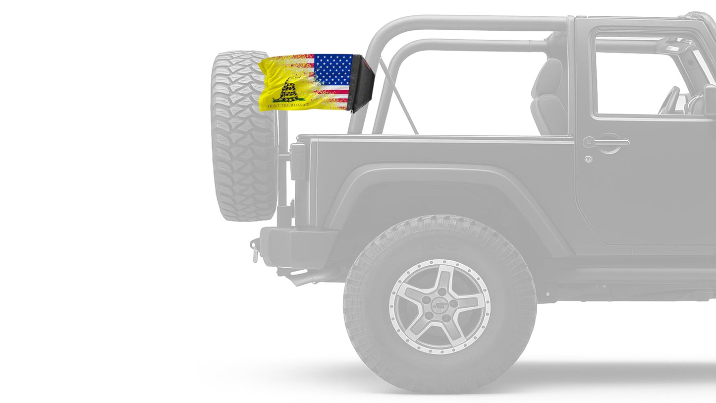 USA Gadsden 12"x18" Forever Wave Flag for Jeep Wrangler JK 2-Door 2007-2018