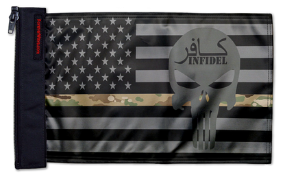 USA Subdued Thin Camo Line Infidel 12"x18" Forever Wave Flag for Jeep Wrangler JK 2-Door 2007-2018
