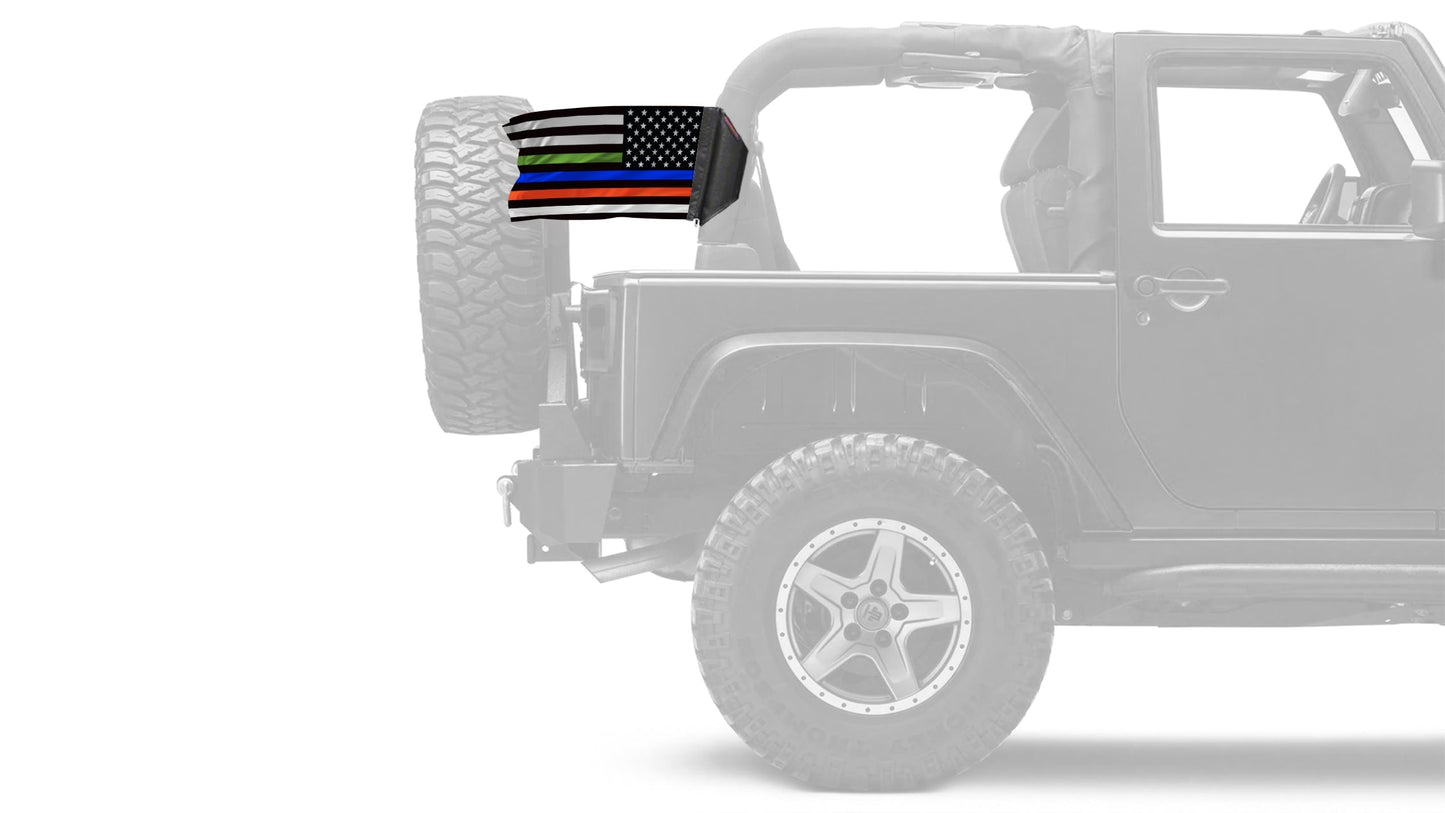 USA Subdued Honor The 4 12"x18" Forever Wave Flag for Jeep Wrangler JK 2-Door 2007-2018