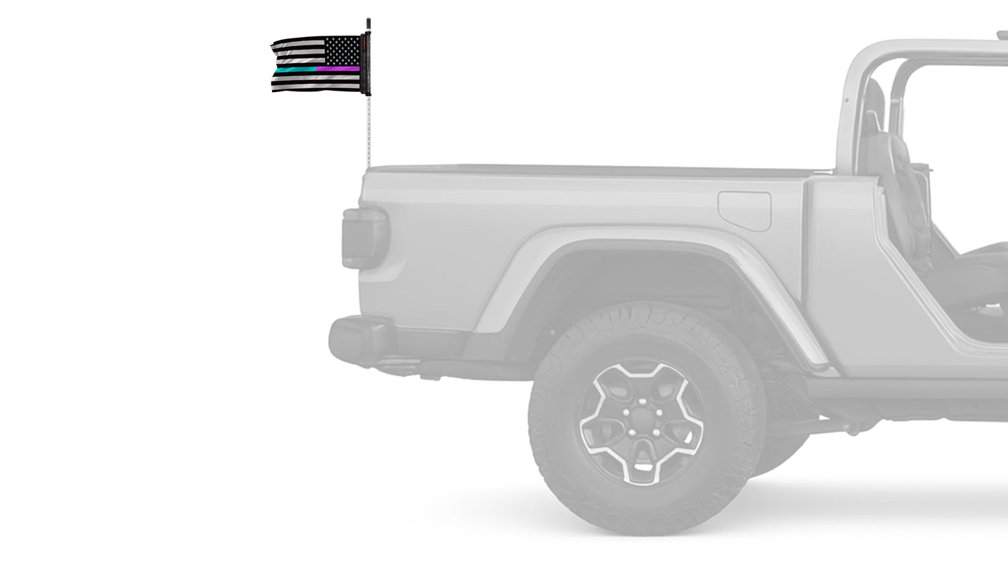 USA Subdued Thin Purple-Teal Line 12"x18" Forever Wave Flag for Jeep Wrangler YJ 1986-1995