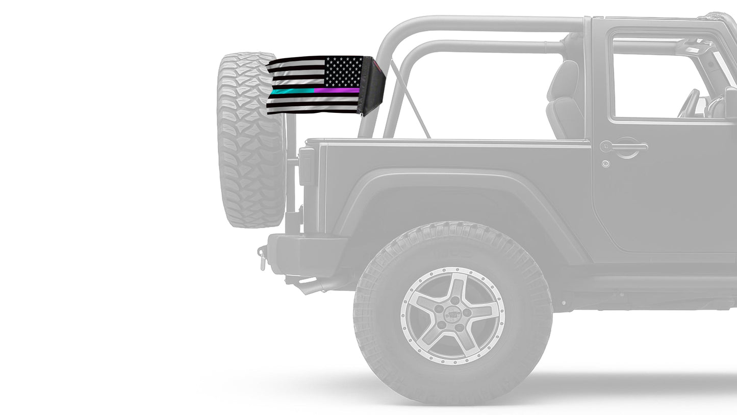 USA Subdued Thin Purple-Teal Line 12"x18" Forever Wave Flag for Jeep Wrangler YJ 1986-1995