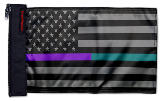 USA Subdued Thin Purple-Teal Line 12"x18" Forever Wave Flag for Boats