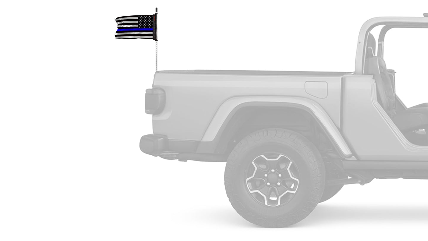 USA Subdued Thin Blue Line 12"x18" Forever Wave Flag for Jeep Wrangler JK 2-Door 2007-2018