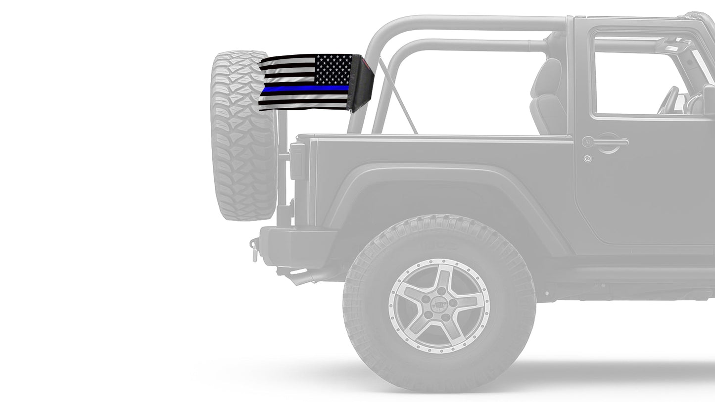 USA Subdued Thin Blue Line 12"x18" Forever Wave Flag for Jeep Wrangler CJ-7 and CJ-8 1976-1986