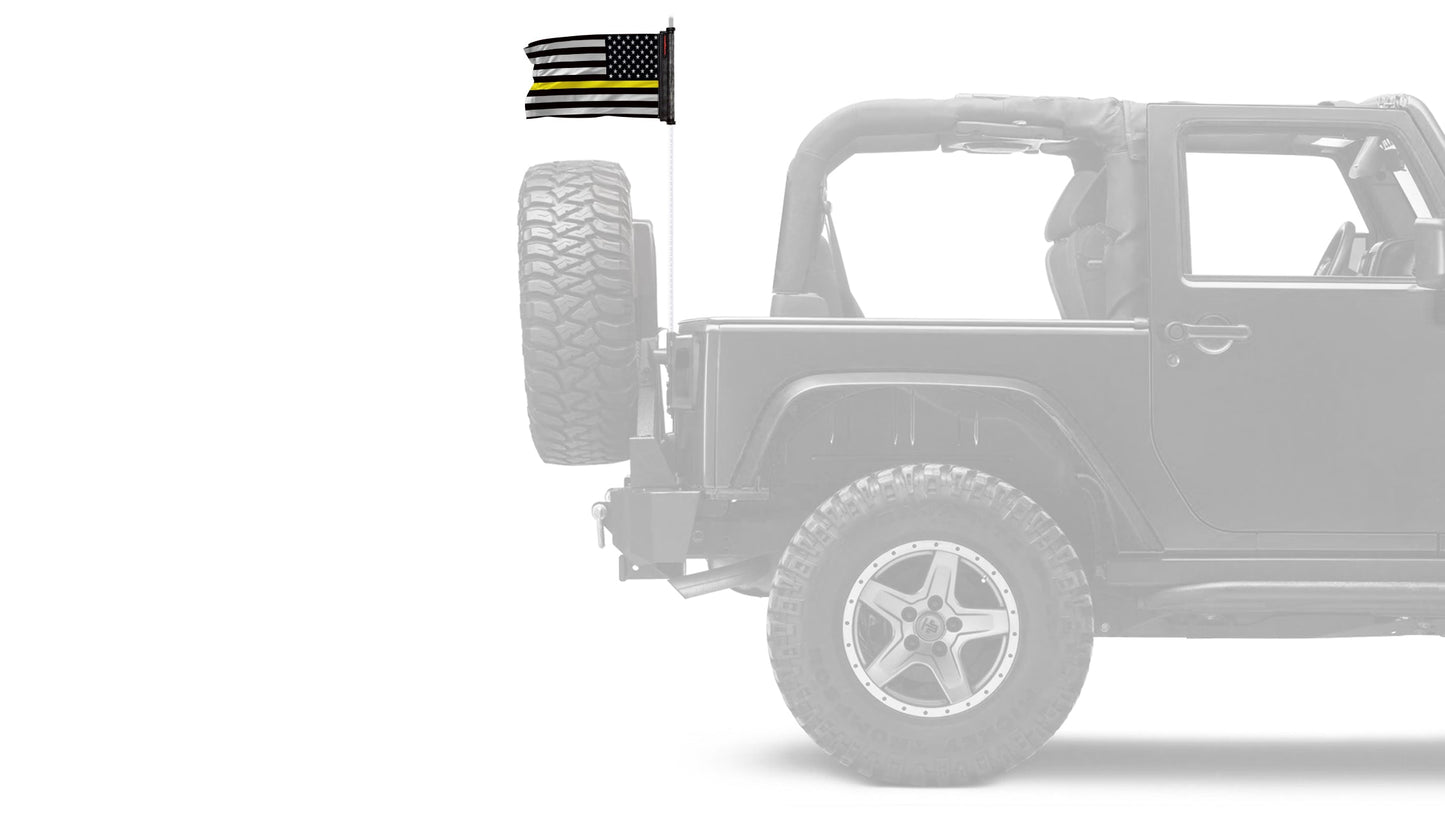 USA Subdued Thin Gold Line 12"x18" Forever Wave Flag for Jeep Wrangler JL 2-Door 2018-Present