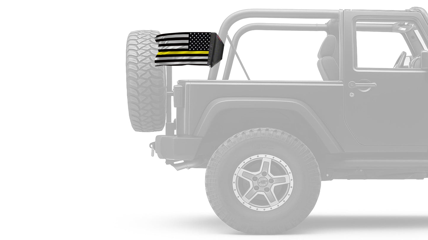 USA Subdued Thin Gold Line 12"x18" Forever Wave Flag for Jeep Wrangler JK 2-Door 2007-2018