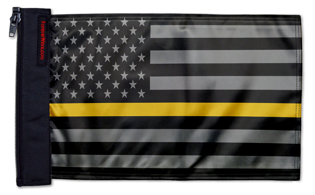 USA Subdued Thin Gold Line 12"x18" Forever Wave Flag for Jeep Wrangler JK 2-Door 2007-2018