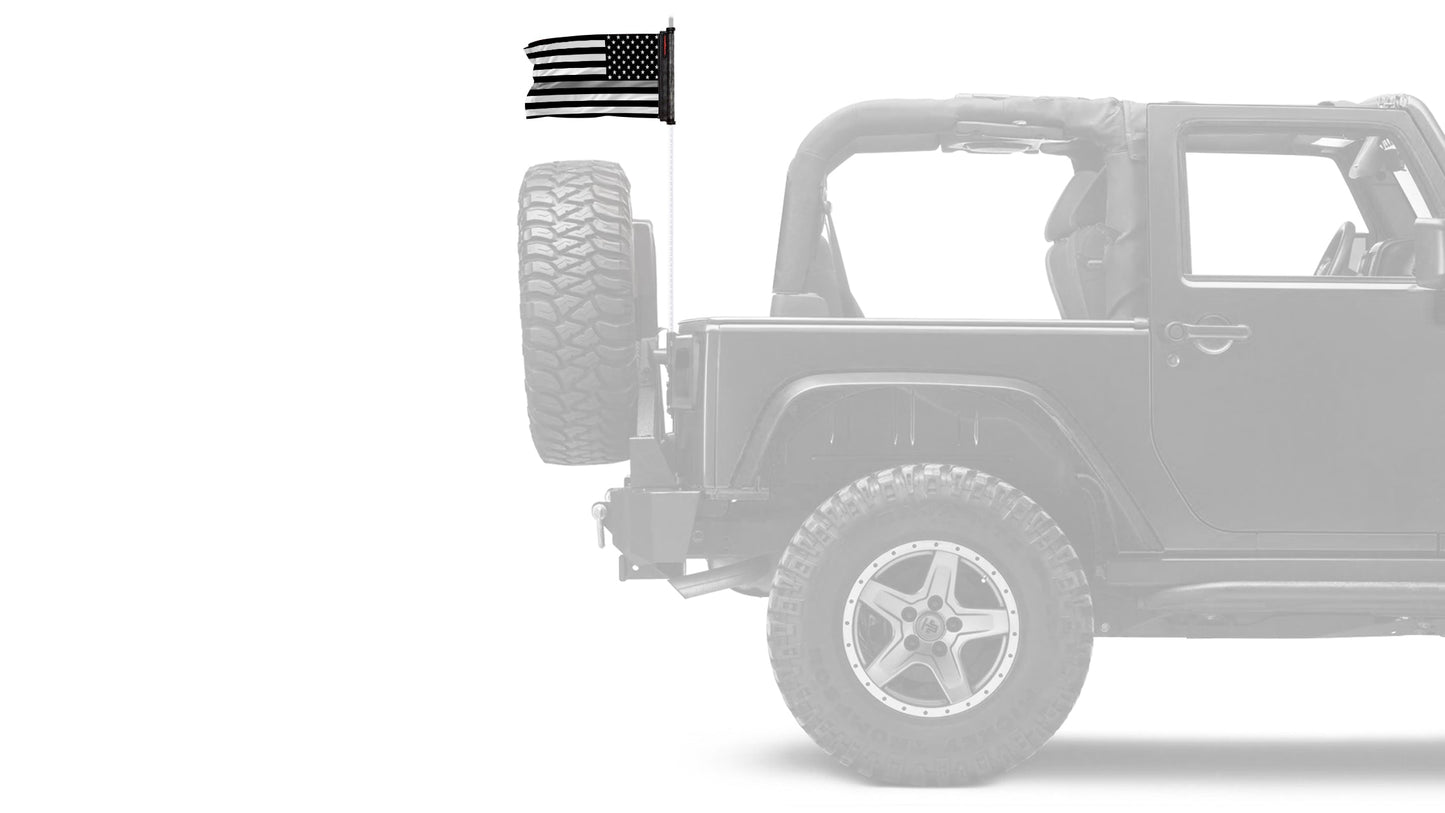 USA Subdued Thin Grey Line 12"x18" Forever Wave Flag for Jeep Wrangler JL 2-Door 2018-Present
