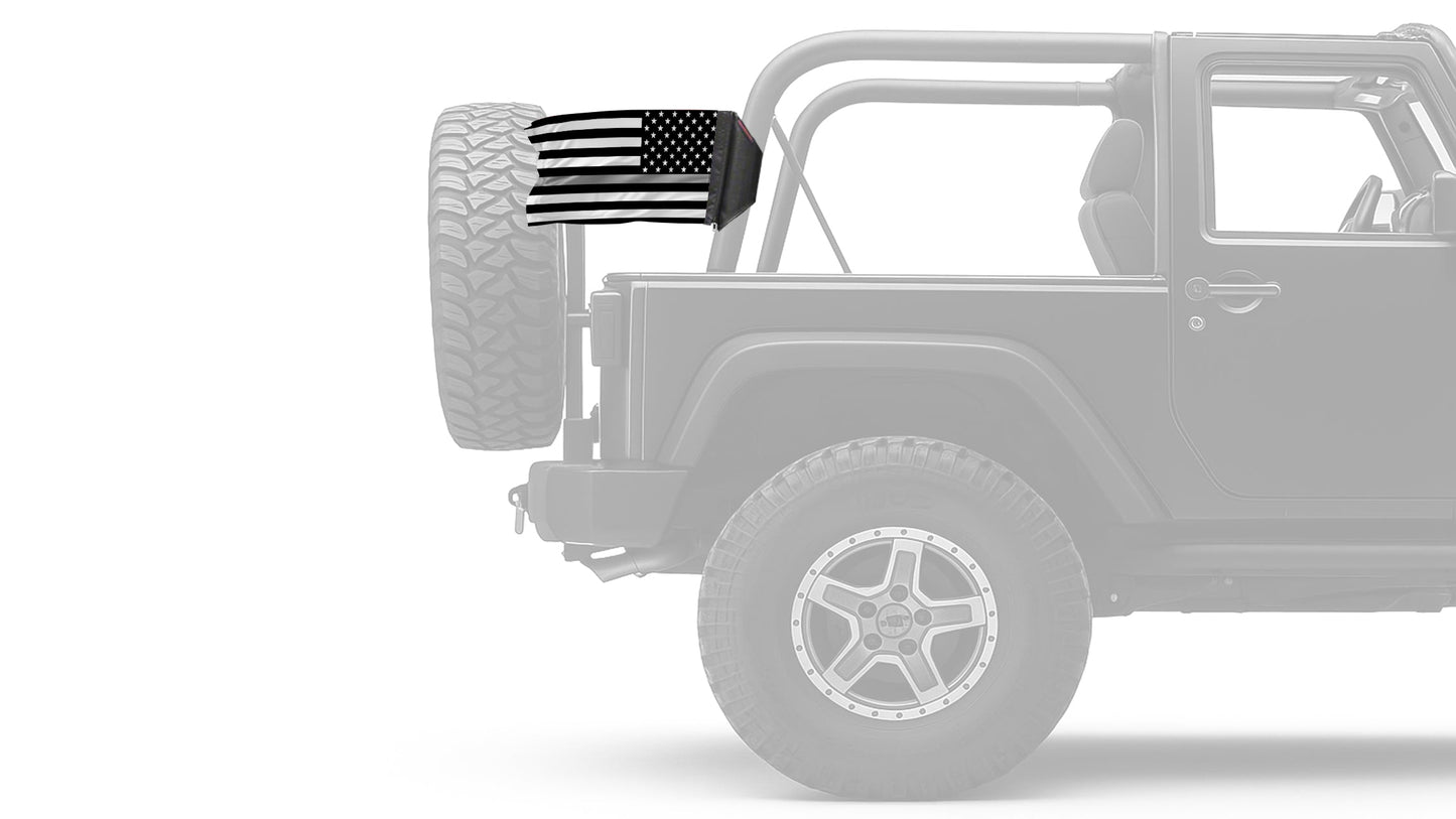 USA Subdued Thin Grey Line 12"x18" Forever Wave Flag for Jeep Wrangler JL 2-Door 2018-Present