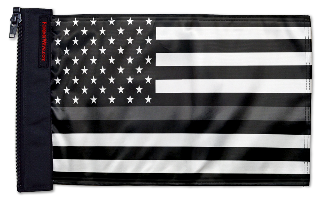 USA Subdued Thin Grey Line 12"x18" Forever Wave Flag for Boats