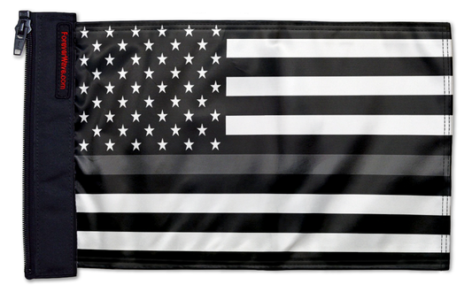 USA Subdued Thin Grey Line 12"x18" Forever Wave Flag for Golf Carts