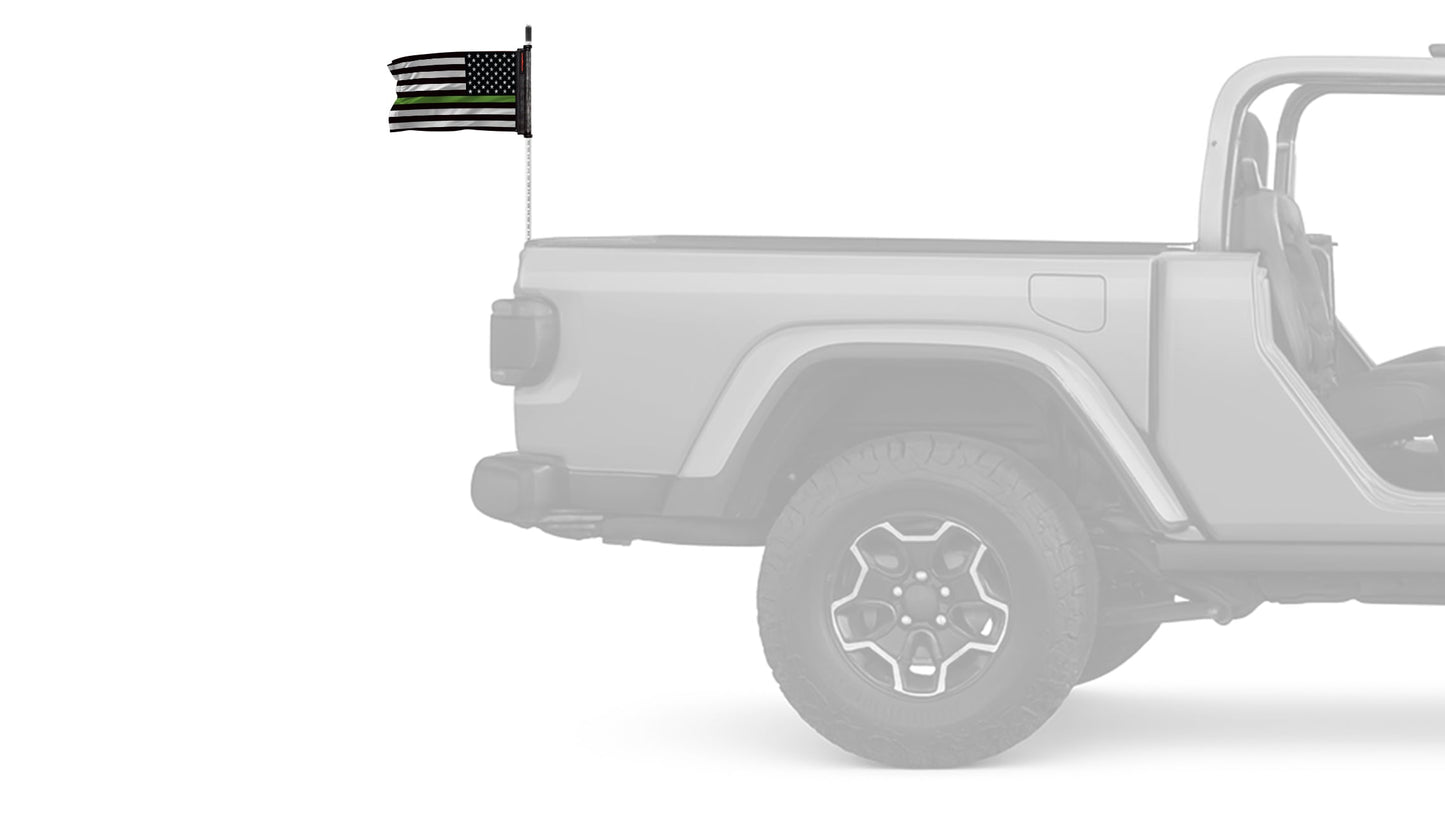 USA Subdued Thin Green Line 12"x18" Forever Wave Flag for Jeep Wrangler YJ 1986-1995