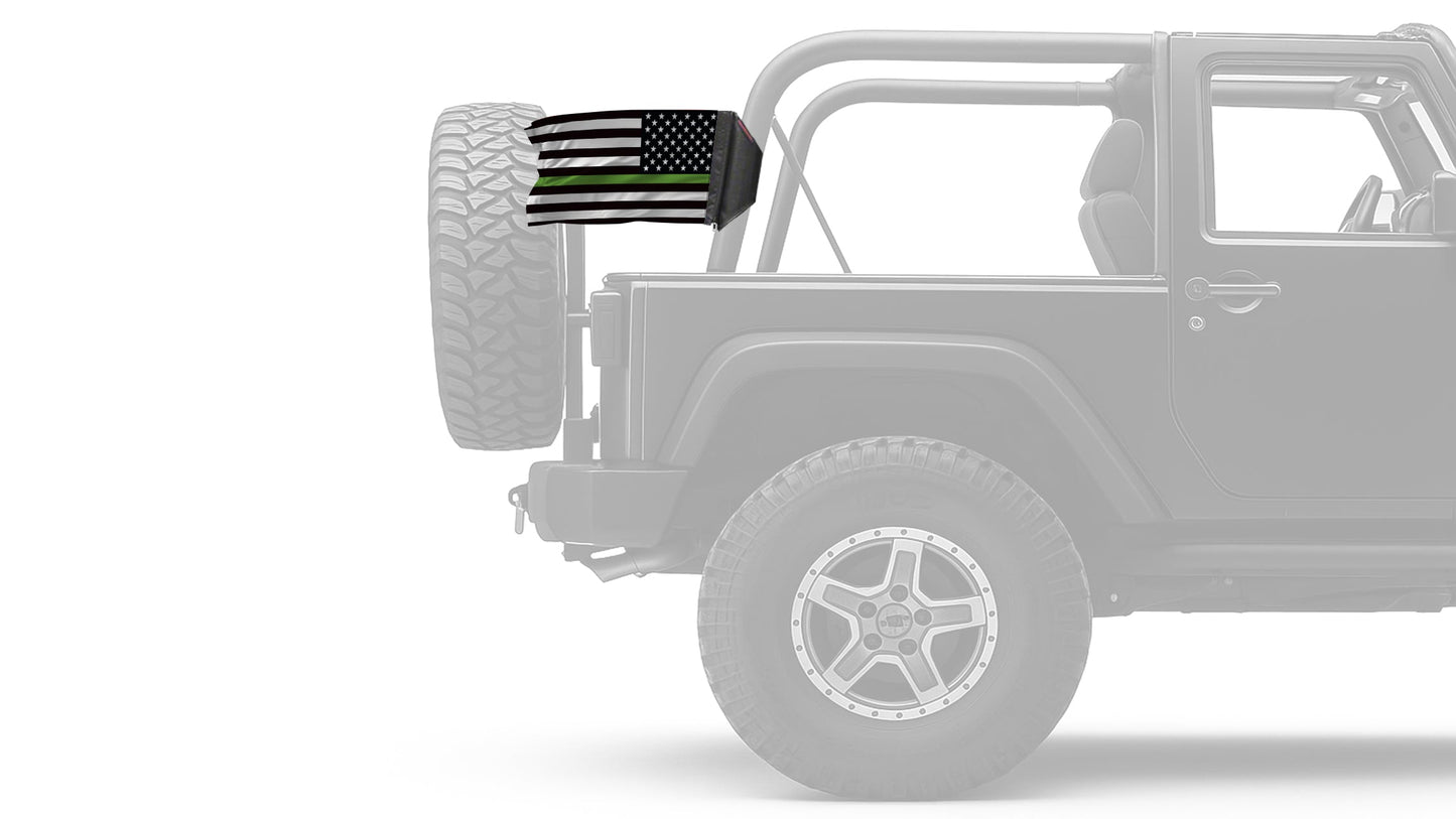 USA Subdued Thin Green Line 12"x18" Forever Wave Flag for Jeep Wrangler TJ 1996-2006