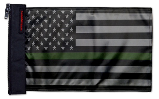 USA Subdued Thin Green Line 12"x18" Forever Wave Flag for Boats