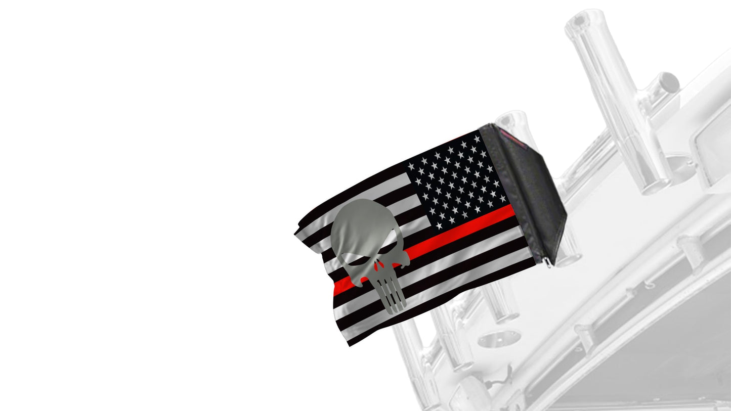 USA Subdued Thin Red Line Punisher 12"x18" Forever Wave Flag for Boats