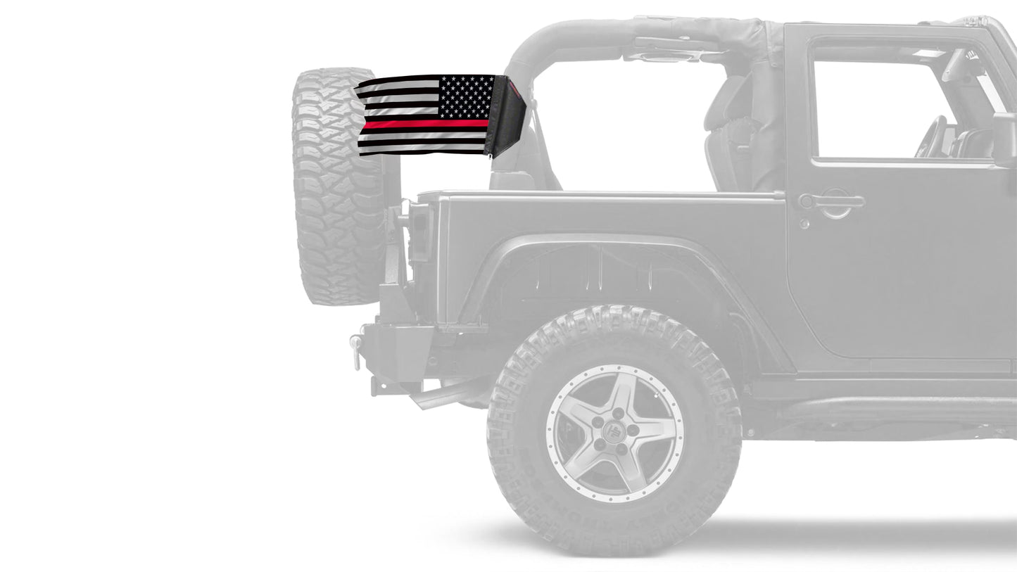 USA Subdued Thin Red Line 12"x18" Forever Wave Flag for Jeep Wrangler YJ 1986-1995