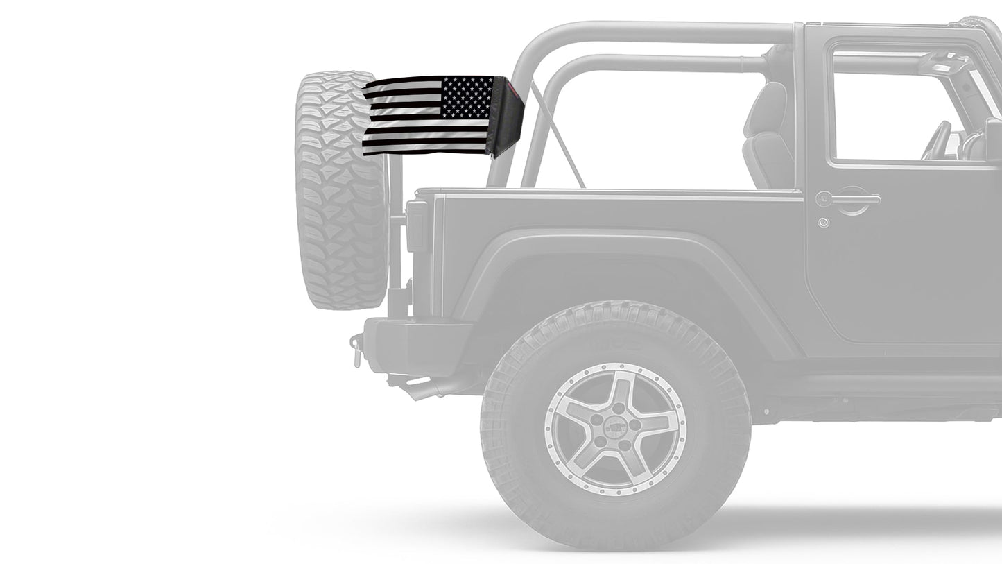 USA Subdued Thin White Line 12"x18" Forever Wave Flag for Jeep Wrangler YJ 1986-1995