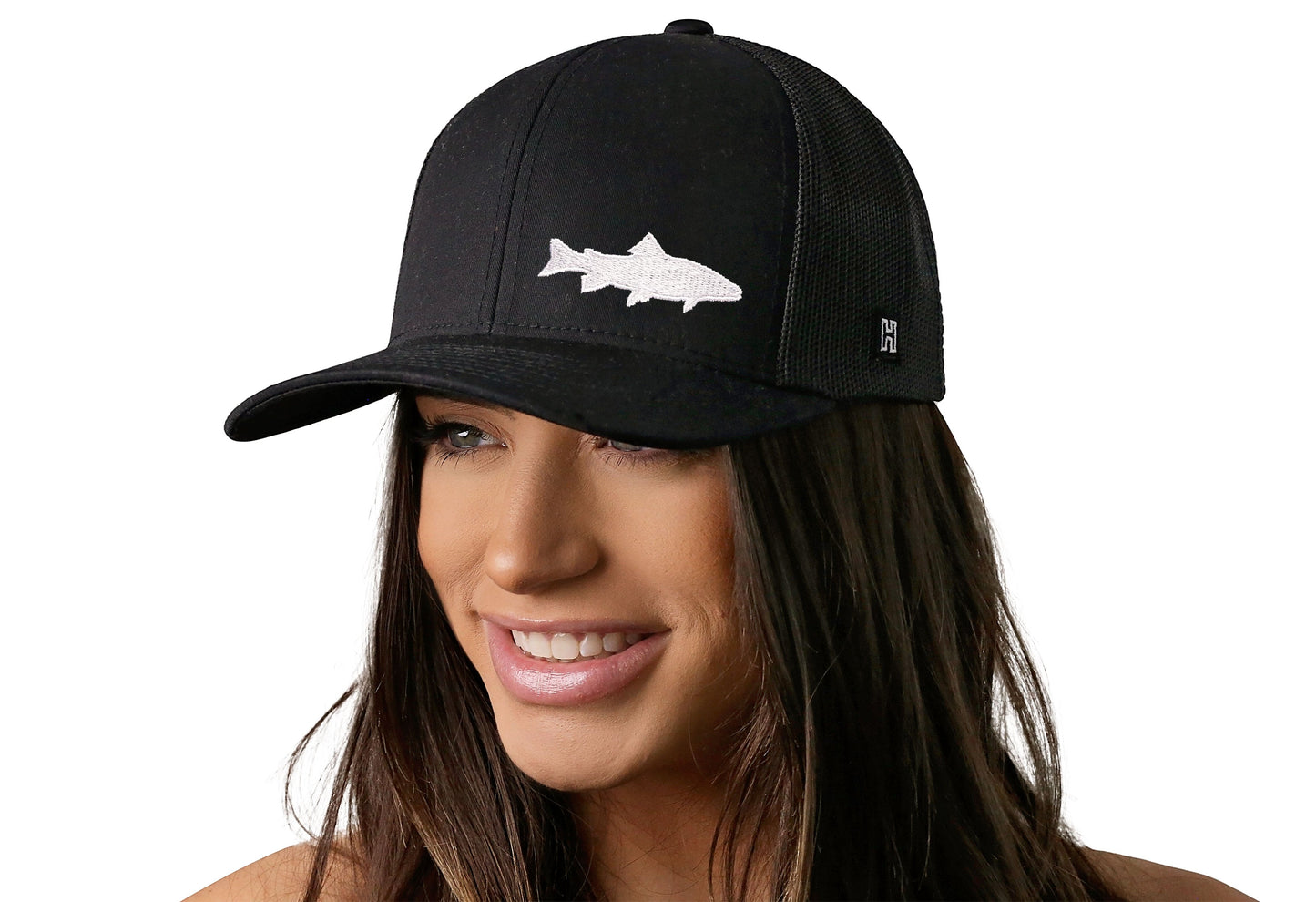 Steelhead Fish Trucker Hat  |  Black Steelhead Fish Snapback