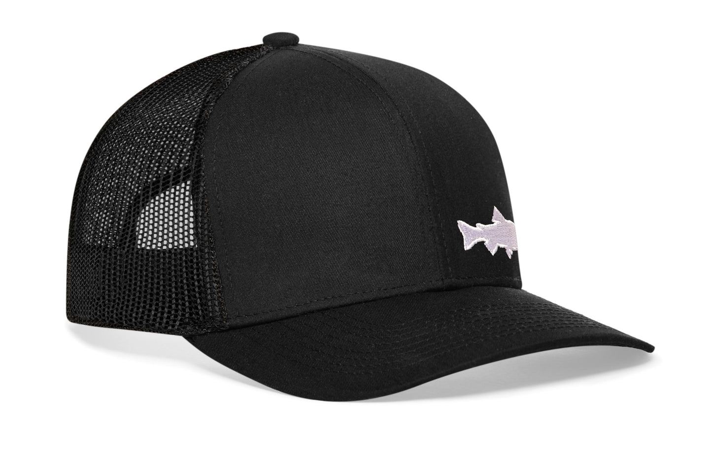 Steelhead Fish Trucker Hat  |  Black Steelhead Fish Snapback
