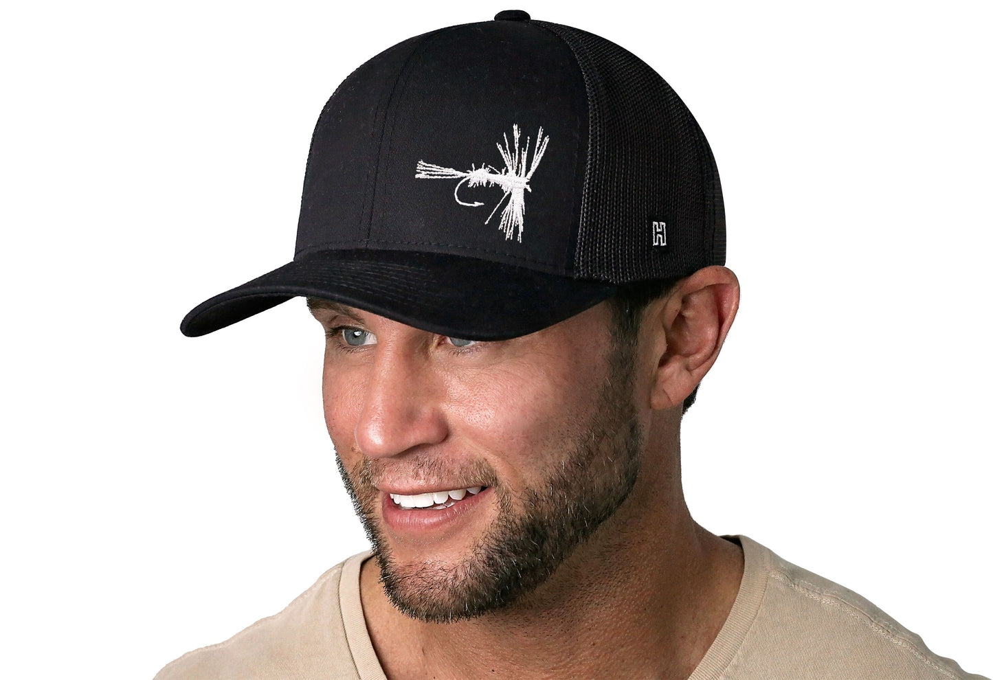 Fly Fishing Trucker Hat  |  Black Fly Fishing Snapback