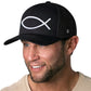 Jesus Fish Trucker Hat  |  Black bold ichthys Snapback