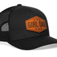 Girl Dad Leather Trucker Hat  |  Black  Snapback