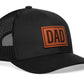 Dad Leather Trucker Hat  |  Black Snapback