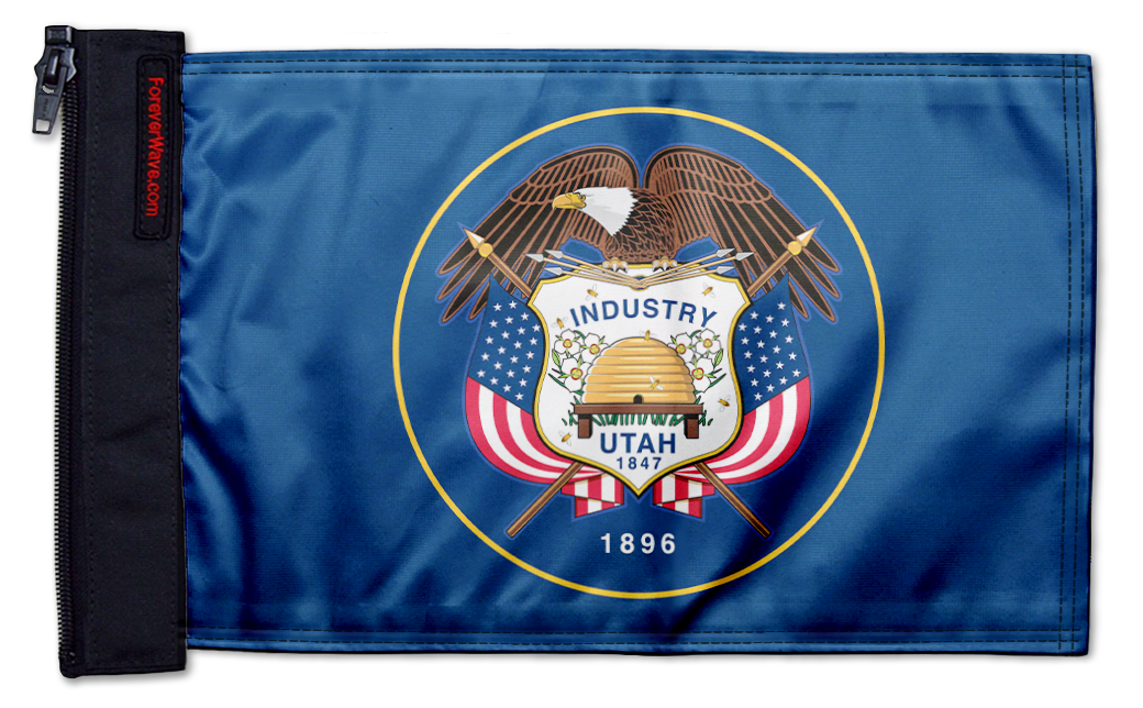 State Flag Utah "Old Style" 12"x18" Forever Wave Flag for Golf Carts