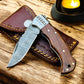 Everyday Carry Pocket Knife – 3" Damascus Folding Blade, Rosewood Handle
