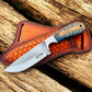 Hunting Knife with 4" Rasp Steel Blade & Blue Pine-Cone Resin Handle