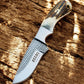 Western Knife with 3.4" Rasp Steel Blade & Antler Horn Handle