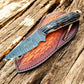 Belt Knife 3.5" Damascus Blade with Antler Horn Handle & Sheath