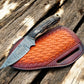 Belt Knife 3.5" Damascus Blade with Antler Horn Handle & Sheath