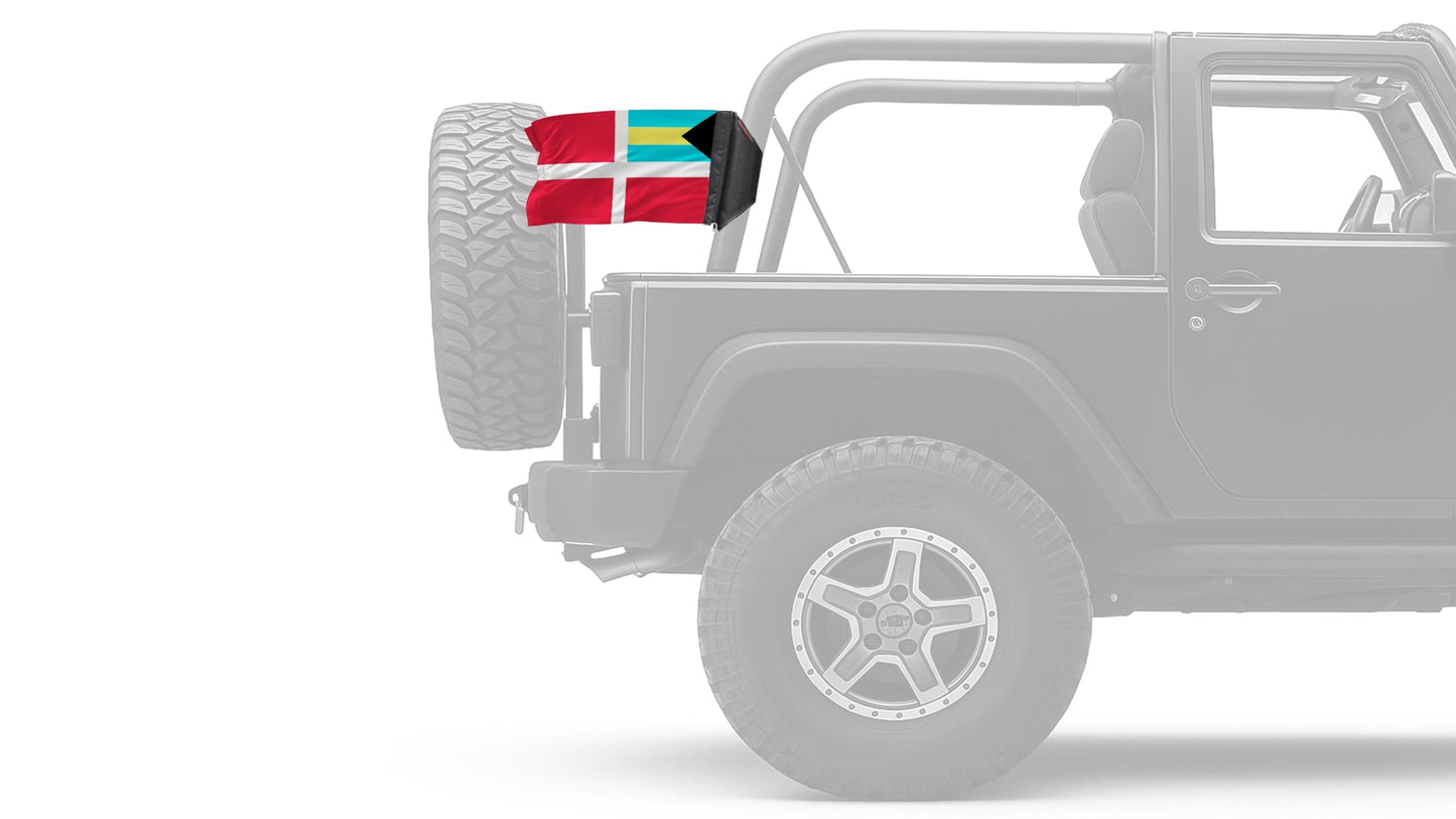 Bahamas Courtesy 12"x18" Forever Wave Flag for Jeep Wrangler JK 2-Door 2007-2018