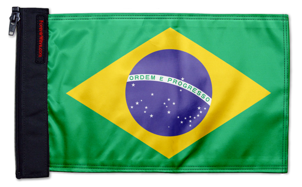 Brazil 12"x18" Forever Wave Flag for Jeep Wrangler JLU 4-Door 2018-Present