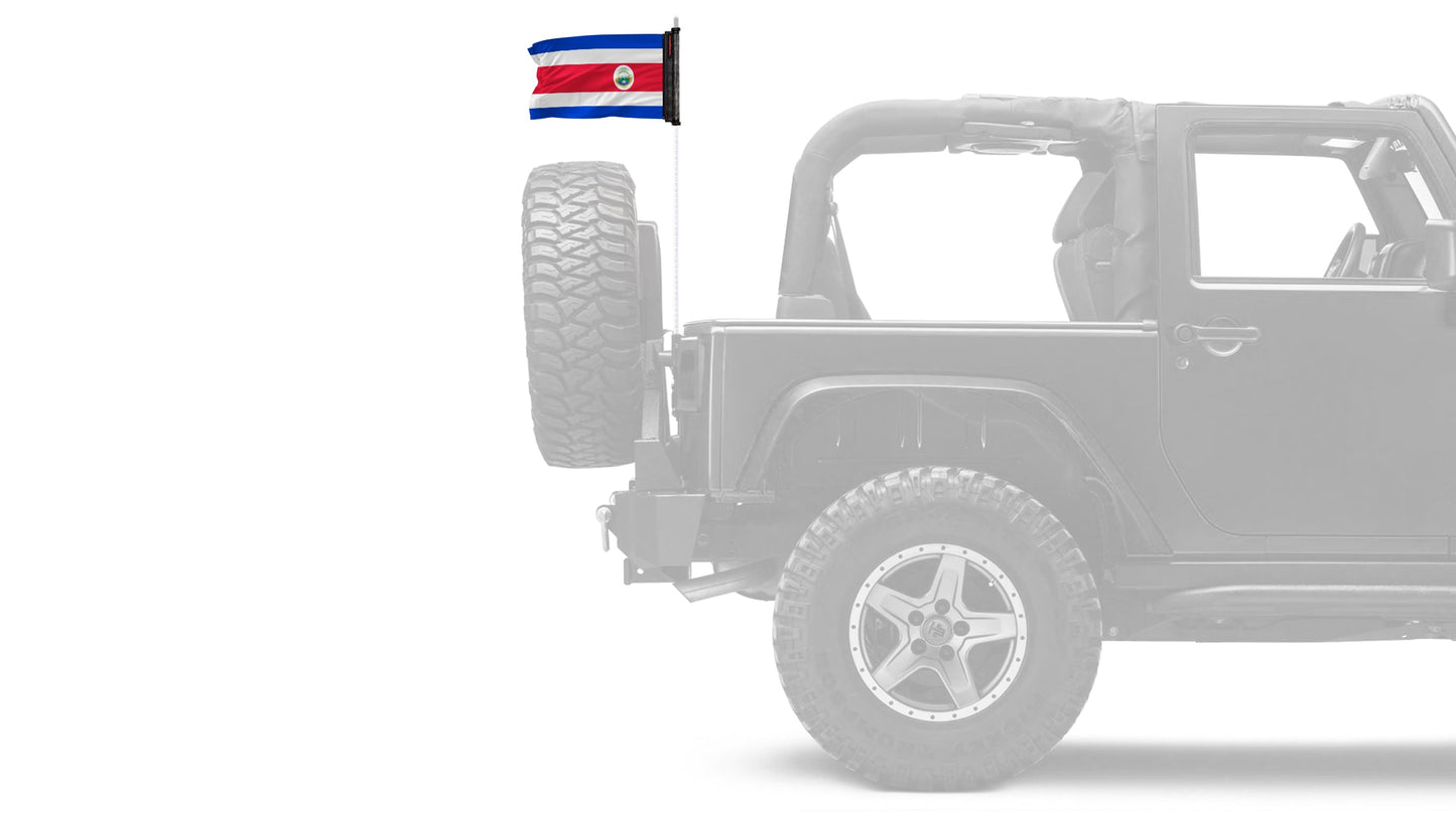 Costa Rica 12"x18" Forever Wave Flag for Jeep Wrangler LJ 2003-2006